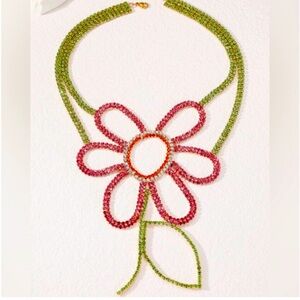 NEW Natasha Rhinestone crystal flower necklace
